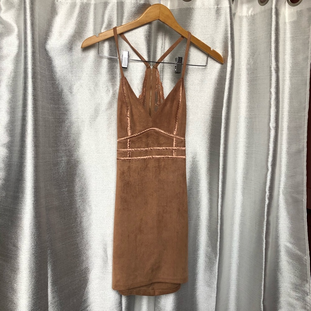 Suede And Lace Mini Dress